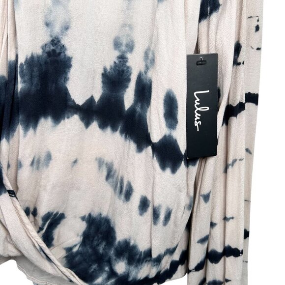 Lulus Medium Rayon Drape Tie Dye Long Sleeve Blouse Top Flowy Boho - Picture 4 of 6
